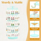 EsLuker.ly Earring Holder Organizer Rotating Display Tree Stand, Adjustable Height Earring Card Hanger Rack with 50 Hooks for Vendors Market Selling, 5 Tier Metal Jewelry Storage Tower,Blue