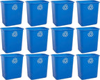 United Solutions 7 Gallon / 28 Quart Space Saving Recycling Bin, Fits Under Desk and Small, Narrow Spaces in Commercial, Kitchen, Home Office, and Dorm, Easy to Clean, Recycle Blue (Pack of 12)