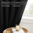 KGORGE Short Blackout Curtains 45 inch Length, Privacy Thermal Insulated Curtains Light Blocking Noise Reducing Window Drapes for Living Room Kitchen, W52 x L45 inches, Black, 2 Panels