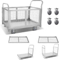 Platform Truck Cart, 4 in 1 Foldable Push Cart with Cage 2200 LBS, Hand Dolly Truck for Grocery Cart on Wheels, Laundry, Storage