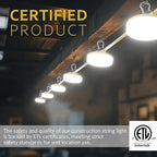 LED Construction String Lights 50FT, 5000 LM, 5000K Daylight LED String Work Lights, 50W Temporary Lighting for Job Site Outdoor Indoor, IP65 Waterproof Temporary Construction Lights, ETL Listed