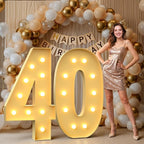 Mixifox 4FT Marquee Numbers 40, Large Light up Number 40 for Birthday Party Supplies, Sign, Backdrop, Happy 40th Birthday Decorations for 40 Years Old Women Men
