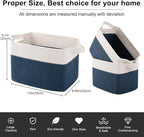 OIAHOMY Storage Baskets - Woven Cotton Rope Baskets for Shelves, Toy Towel Organizer Bins, Pack of 3, Blue & White