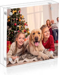 NIUBEE 4x4 Picture Frame, Acrylic Photo Frame 20% Thicker Block, Clear Frameless Acrylic Frames Double Sided，Magnetic frames for Desktop