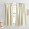 PONY DANCE Beige Kitchen Curtains 40 inch Long, Small Window Treatments Rod Pocket Energy Efficient Short Blackout Curtain Panels for Rv Camper, 42-inch Wide by 40 Long, Light Beige, 2 Pieces