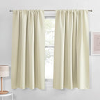 PONY DANCE Beige Kitchen Curtains 40 inch Long, Small Window Treatments Rod Pocket Energy Efficient Short Blackout Curtain Panels for Rv Camper, 42-inch Wide by 40 Long, Light Beige, 2 Pieces