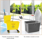 FAHKNS Commercial Mop Bucket with Wringer, 35 Quart Industrial Mop Bucket with Commercial Mop, [No Need to Change Water Frequently], Mop and Bucket Set