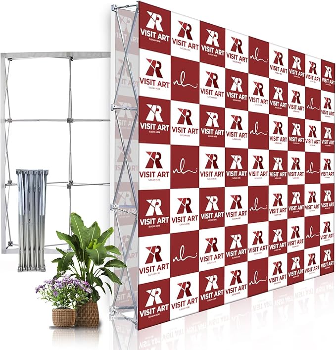 Portable Pop Up Display Stand 7.5 x 7.5 FT Aluminium Frame Trade Show Display Large Tension Fabric Display Stand Tradeshow Booth Display for Business, Shopping Malls, Campuses, Weddings, Corporate