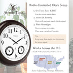 20" Evander Large Outdoor Atomic Wall Clock with Temperature & Humidity, Waterproof Outdoor Clock Thermometer Combo for Patio, Pool and Garden Decor,Oil Rubbed Bronze Black