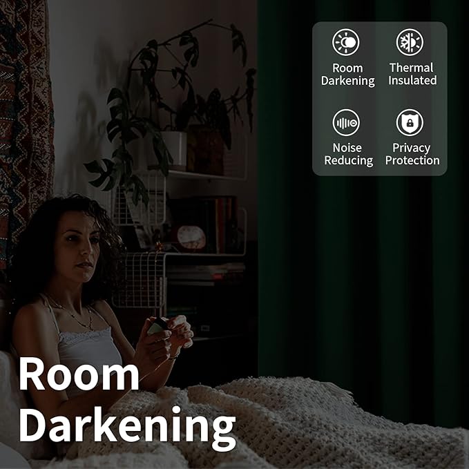 BGment Christmas Sliding Door Curtain 180 X 96 Inches, Wide Thermal Blackout Curtains Room Darkening Room Divider Window Curtain, 1 Panel, Emerald, 96 Length X Wide 180