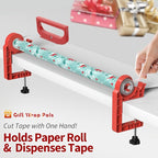 Tabletop Gift Wrapping Tool with Tape Dispenser & Cutter–2 Pack Adjustable Wrapping Paper Table Clamps with 2 Tapes–Perfect for Christmas, Holidays, and Crafting