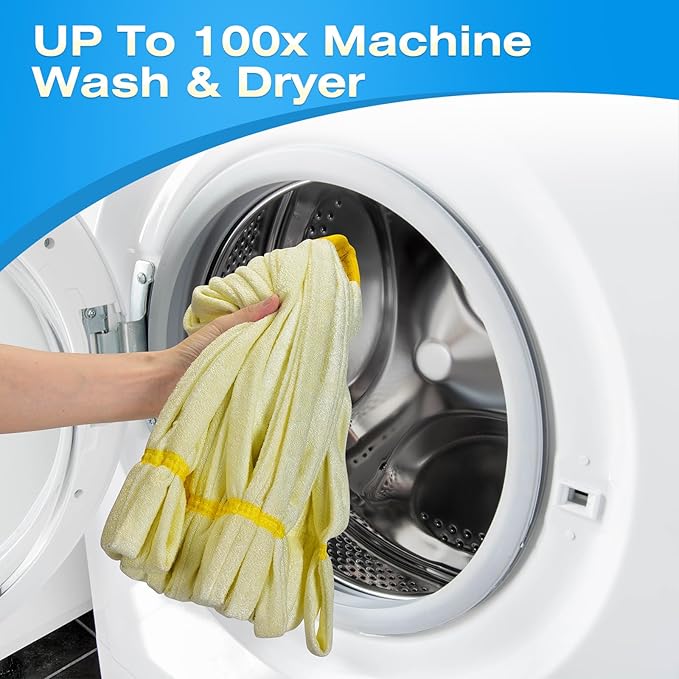 Matthew Cleaning Microfiber Tube Mop(Large,Yellow,3Pack) Heavy Duty Mop Head Replacement,Excellent Absorbency,Premium launderability,Reusable,Loop end for Home,Commercial and Industrial Use