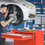 5-Drawers Red Tool Chest, 2-in-1 Mechanic Rolling Tool Box Removable Lockable Tool Storage Cabinet, Metal Tool Cart with Drawers and Wheels for Garage, Workshop