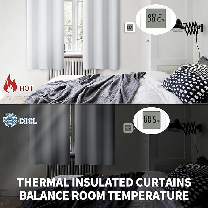 BGment Room Darkening Curtains 84 Inches Long - Grommet Thermal Insulated Drapes Window Treatment Curtains for Bedroom, 2 Panels, 42 x 84 Inch, Greyish White