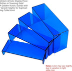ELEGANTLIFE Acrylic Display Riser,4.3mm Heavy Duty Crystal Display Stand Shelf Layered Aesthetic, Jewelry Display Shelf Risers for Décor,4 Pack Set Multi-color (Blue)