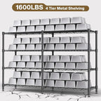 Himimi 4-Tier Adjustable Metal Shelving - 1600LBS Capacity, Heavy Duty Wire Organizer for Kitchen, Garage, Pantry, Laundry, 72" W x 18" D x 60" H, Black