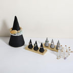 GemeShou Velvet bracelet display stand for selling, black jewelry bangle holder with golden base, felt bracelet storage organizer for nightstand home decor【Bracelet holder-black】