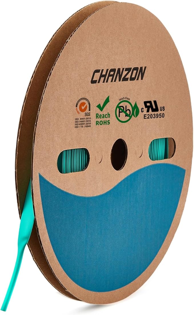 Chanzon 2:1 Ratio - 80Ft Roll - 5/16" (8mm) Heat Shrink Tubing 2:1(25M Total Length) Green Polyolefin Sleeving Wrap Shrinking 2 to 1 1pcs