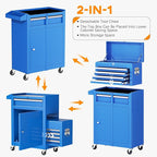 INTERGREAT Blue Tool Chest, 5-Drawer Rolling Tool Chest with Detachable Top Tool Box, Tool Chests with Universal Lockable Wheels, Metal Tool Cart for Garage, Workshop, Barbershop