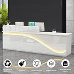 Reception Desk, Checkout Counter, Reception Counter Desk, eception Counter Desk with Adjustable Shelf & Lockable Drawers, for Clothing Store, Company Front Desk, Coffee Shop
