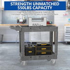 550LBS Utility Cart, 2-Tier 40 * 17 Inch Utility Cart with Wheels,Heavy Duty Service Cart-Lipped Shelves,Ergonomic Storage Handle and Swivel Wheels for Warehouse, Garage, Cleaning,Gray