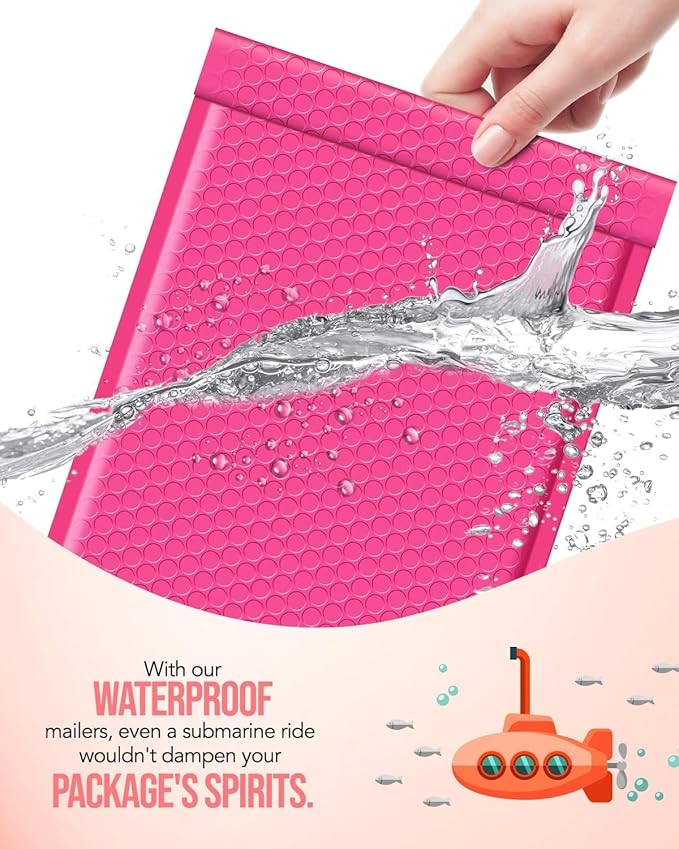 GSSUSA Large Bubble Mailers 10.5x16 Inch 250 Pack Pink Padded Envelopes, Strong Adhesion Bubble Mailer Self-Seal Bubble Envelopes for Mailing Clothes,Magazines