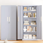 Greenvelly Metal Storage Cabinet, 63" H Locking Metal Storage Cabinet with Doors and 4 Shelves, Lockable Steel Cabinets for Kitchen, Bedroom, Living Room, Office (Dark Grey)