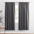 PONY DANCE Gray Blackout Curtains - Window Treatments Set Home Decoration Curtains Light Blocking Solid Soft Rod Pocket Drapes for Bedroom Living Room, 52 by 63 in, Gray, 2 Pieces
