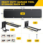 Garage Tool Organizer Wall Mount with 32 inches Rails and Adjustable Heavy-Duty Hooks, Garden Tool Organizer, Carries 300 lbs, Heavy Duty Garage Storage Rack For Yard, Shed, Workshop, Easy to Install