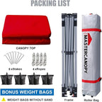 MASTERCANOPY Durable Pop-up Canopy Tent with Roller Bag (10x10, Red)