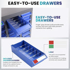 100 Drawers Nut and Bolt Organizer, 46" H x 26" D x 9" W Bolt and Nut Tool Storage Cabinet with Acrylic Adjustable Shelves & Label Stickers, Alloy Steel Parts Cabinet for Workshop Garage Organizer