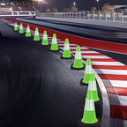 6 Pack 12 Inch Green Traffic Cones with Reflective Tape, Black Base Sport Training Cones for Soccer, Agility Drills, Driveway Safety and Marking (6, Green, 12 Inch)