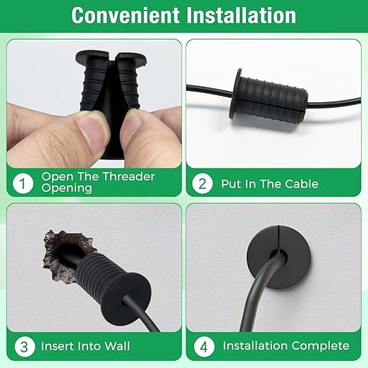 2pc Starlink Cable Grommet 3/4" Silicone Anti-Slip Waterproof Wall Hole Pass Through Split Cable Bushings for TV Wire Ethernet Cord, Starlink Cable Routing Kit Accessories,38mm/1.5"Ht, White