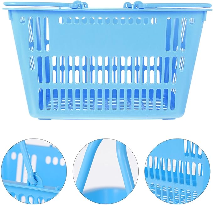 Uonlytech Thickened Plastic Storage Basket with Double Handles Handles Grocery Basket for Supermarket Shopping and Household Organizing