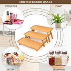 GEHE Natural Bamboo Cupcake Stand, Foldable 3 Tier Cupcake Display Stand Tower, Dessert Table Serving Tray for Birthday/Wedding/Christmas/Party, Charcuterie Boards