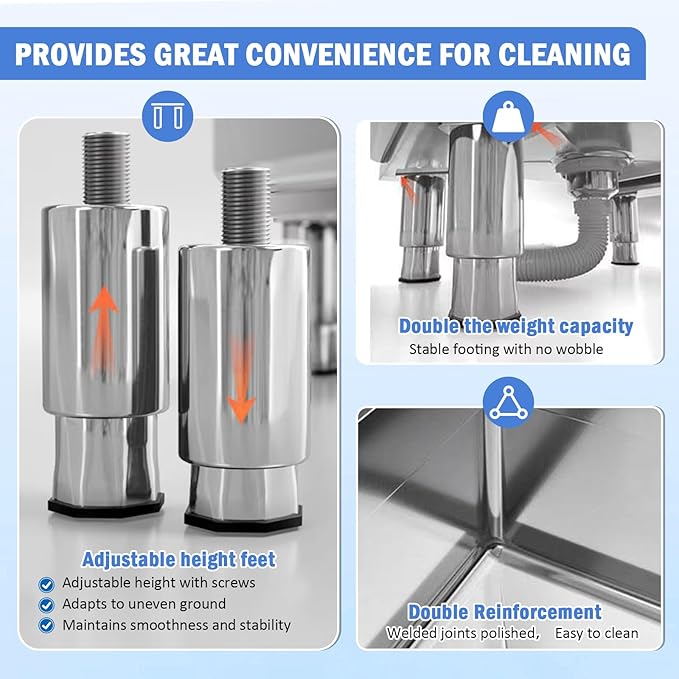 Commercial Floor Mop Sink，Stainless Steel Mop Service Basin，Mop Cleaning Sink，Vertical industrial sewage tank for balconies, laundry rooms, industries, etc（17.7”×16.1”×21.6”)