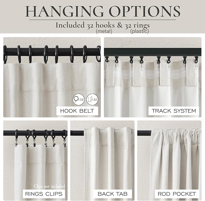 Buttercream Living Room Curtains 102 Inches Long for 103 Inch Tall Window Drapes 100% Blackout Curtains for Bedroom Noise Reduction Curtains Farmhouse Style 2 Panels Beige Wheat Oatmeal