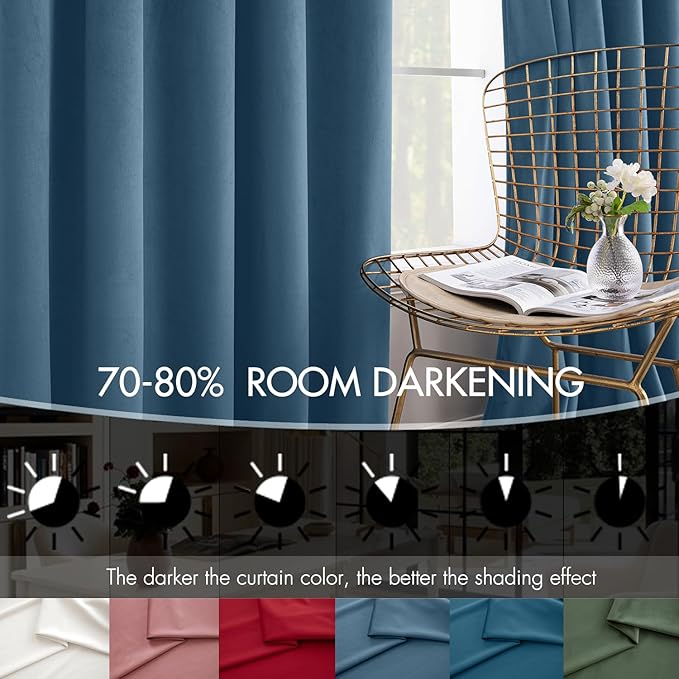 MIULEE Velvet Curtains 96 Inches Long 2 Panels Set for Bedroom, Pinch Pleat Back Tab Thermal Insulated Living Room Darkening Drapes Pleated Blackout Floor to Ceiling Curtains with Hooks, Dark Slate
