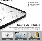 ANDY STAR 24x40” Black Bathroom Mirror, Oblong Vanity Mirror with Stainless Steel Metal Frame, Matte Black Oval Mirror for Over Sink, Modern Anti Rust Wall Mounted