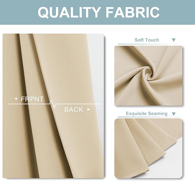 ChrisDowa Blackout Curtains 108 Inches Long for Living Room, Grommet Thermal Insulated Room Darkening Curtains for Bedroom (1 Panel Set, Biscotti Beige, 52 x 108 Inch)