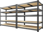 72.2" H Garage Shelves 2230LBS Storage Shelves, 5 Tier Adjustable Metal Shelving, Heavy Duty Shelving for Storage, Basement, Warehouse, Pantry, Kitchen, 35.5" W x 19.5" D x 72.2" H, Black, 2 Pack