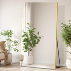Brisafe 71"x40" Oversize Shatterproof Standing Mirror, Ultra Light Nano-Film Mirror for Gym, Home, Living Room, Bedroom, Gold