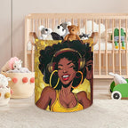 Women African Laundry Basket Foldable Laundry Baskets With Leather Handles for Bedroom Bathroom Toys Decorative Basket