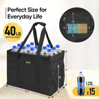 BALEINE Extra Large Utility Tote Bag with Wire Frame for Storage (Black, 16.5''x14''x10'')
