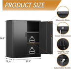 Metal Storage Cabinet, 36 Inch Tall Metal Storage Cabinet with Doors and Shelves, Pantry Cabinets for Kitchen Storage, Garage Cabinet for Living, Dining Room, Assemble Required.