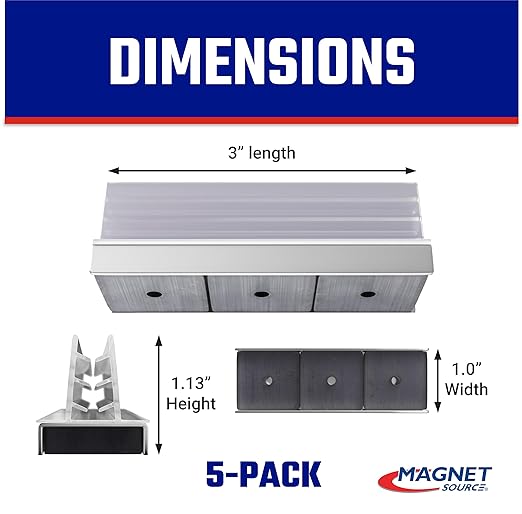Master Magnetics Magnetic Sign Holder Pack - Magnetic Sign Holders for Door Frames, Metal Shelves, Whiteboards - Powerful Magnet - Retail EZ Grip Holder - 3" L x 1" W x 1.13" H - 5-Pack