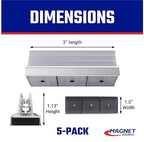 Master Magnetics Magnetic Sign Holder Pack - Magnetic Sign Holders for Door Frames, Metal Shelves, Whiteboards - Powerful Magnet - Retail EZ Grip Holder - 3" L x 1" W x 1.13" H - 5-Pack