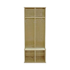 Factory Direct Partners 13138-NT Birch 2-Section Coat Locker with Bench, Storage Cubbies and Coat Hooks - Natural