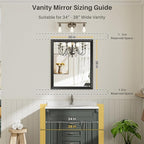 36x30 Inch Black Bathroom Mirror for Wall, Thick Metal Framed Rectangle Mirrors for Over Sink, Bedroom, Living Room, Entryway, Anti-Rust, HD Tempered Glass