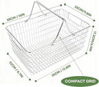 Wire Harvest Basket, Kitchen Organizers and Storage with Foldable Handle - 15.0"x9.8"x6.9" Portable Stainless Steel Picnic Baskets for Gathering Vegetables,Fruits,Kitchen,Garden,Picnic&Shopping (1, L)